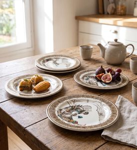 Gien Chevaux Du Vent 4-piece Dessert Plate Set, 22-cm, Model View