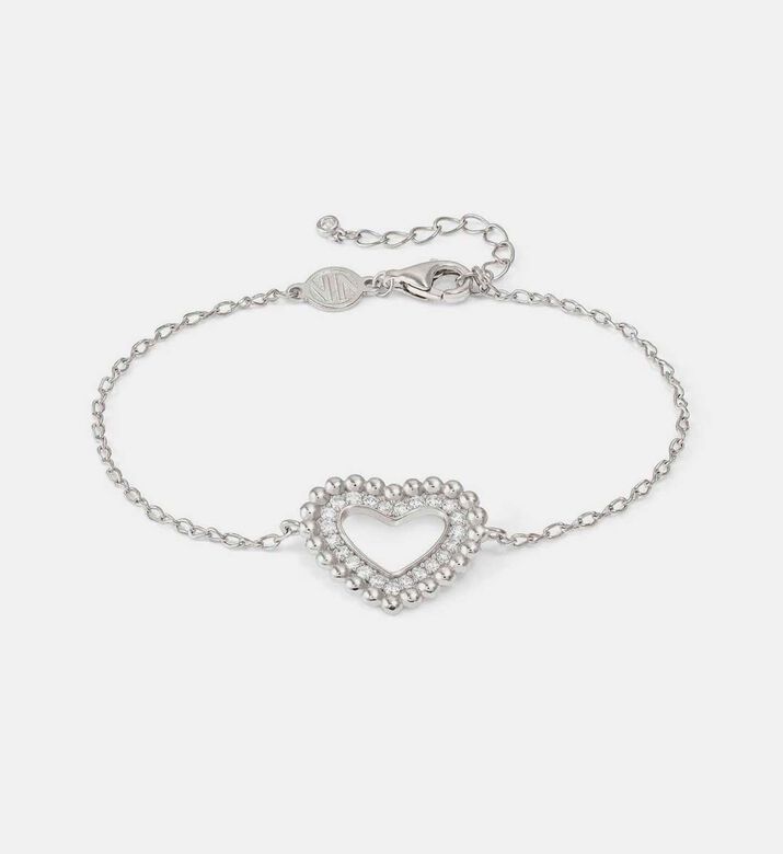 Lovecloud Cubic Zirconia Heart Silver Bracelet