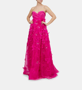 Flower-applique Maxi Gown