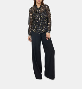 قميص حرير مطبوع بنجمة عرجاء