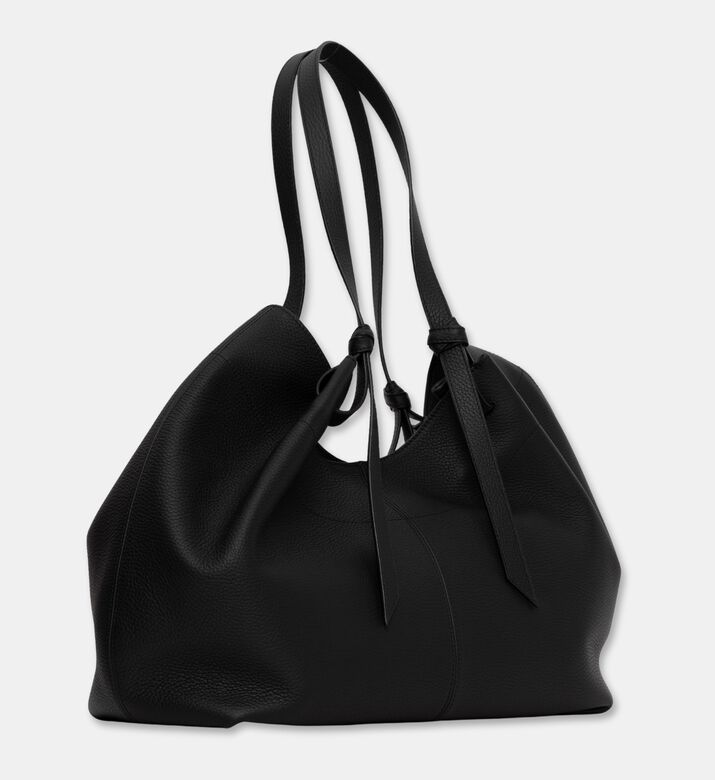 Strathberry Contrast Stitching Slouchy Tote Bag, Black, Packshot View