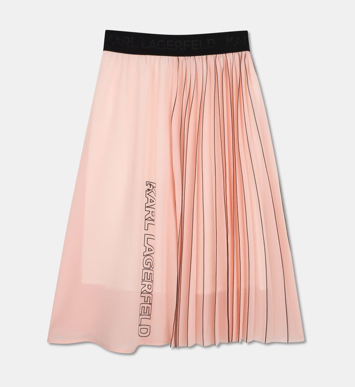 Karl Lagerfeld Pleated Midi Skirt With Branded Waistband, Packshot View