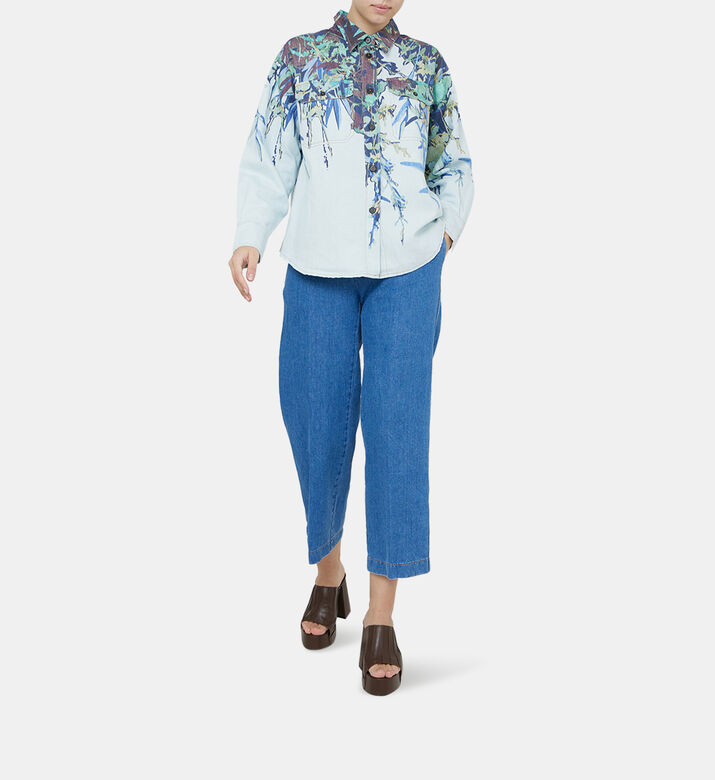 Cropped Wide-legged Denim Pants