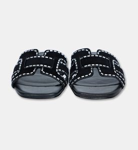 Bibilou Strass-trim Suede Slide Sandals, Black, Eu-39, Packshot View