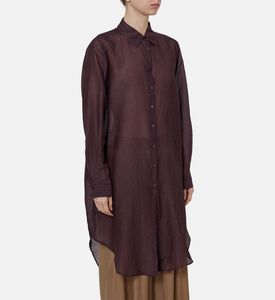 قميص شفاف بأكمام طويلة وصف أزرار