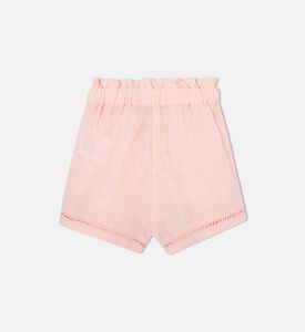 شورت بجيوب دانتيل مكشكش للبنات