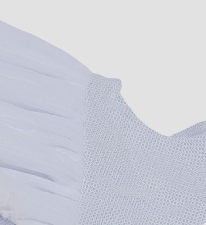 فستان غير متماثل بأكمام مكشكشة تول فستان غير متماثل بأكمام مكشكشة تول