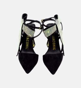 صندل ياسمينا بفيونكة كريستال من الجلد السويدي