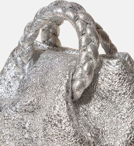 حقيبة يد بومبون جلد معدني مجعد