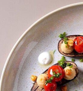 طبق دائري كبير خزف حجري عضوي