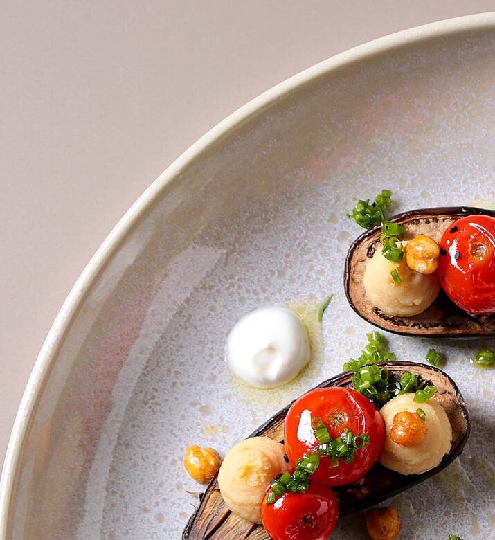 طبق دائري كبير خزف حجري عضوي