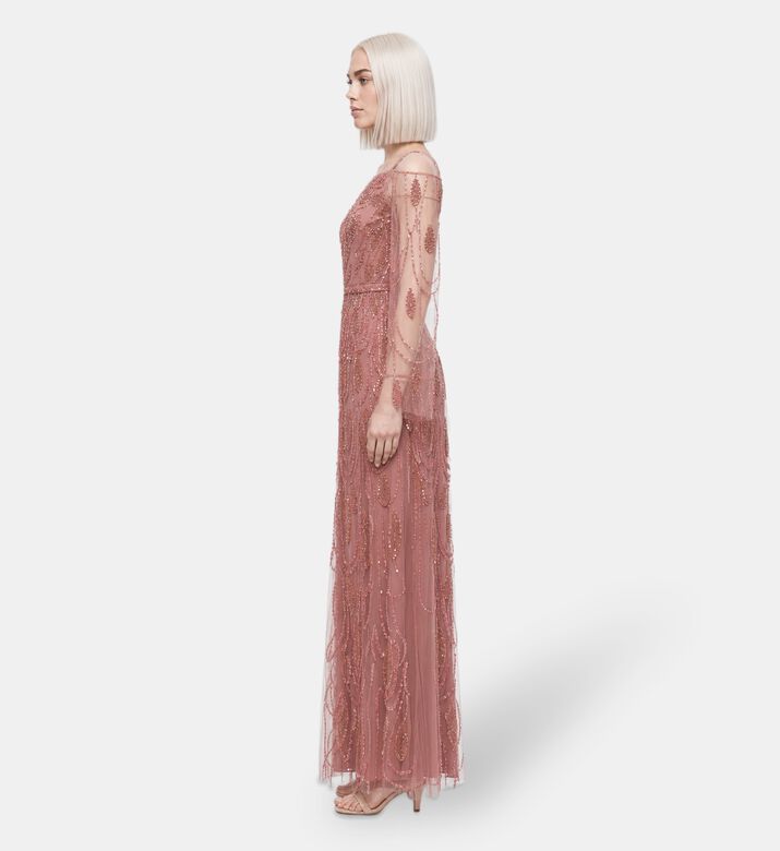 Suzy Matar Sequinned Tulle Evening Gown, Model View