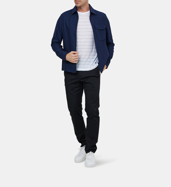 قميص فضفاض قطن بجيب أمامي بغطاء قلاب