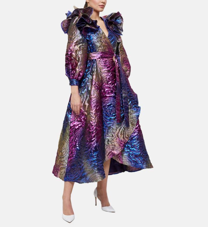 Decorative Shoulder Midi Dress