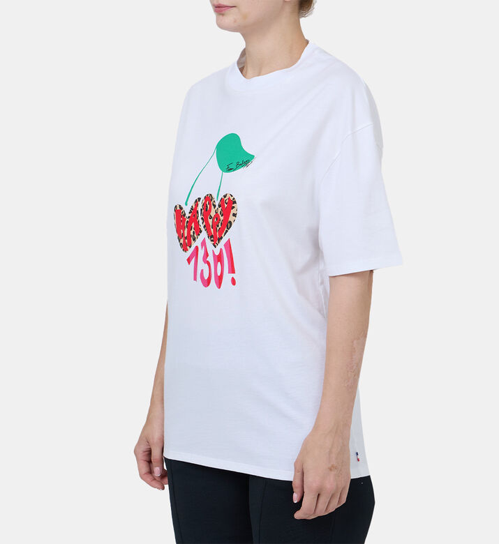 تيشيرت بياقة مستديرة بطبعة كرز