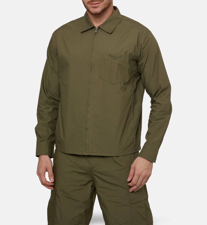 Zadig et Voltaire Suzy Zip-up Overshirt, Green, M, Model View