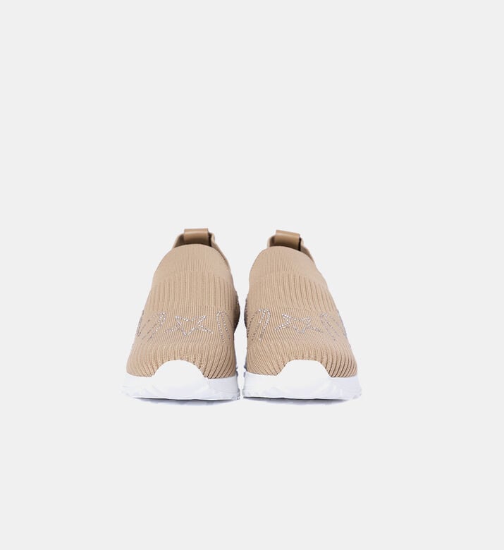 Baldinini Knit Rhinestone-embellished Slip-ons Sneakers, Light-brown, Eu-40, Packshot View