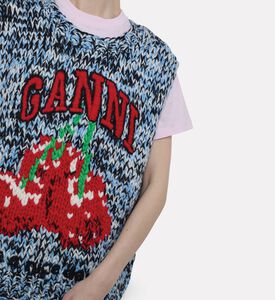 Ganni Knit Logo-embroidery Sleeveless Vest, Model View