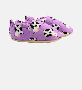 حذاء موكاسان مانع للانزلاق بطبعة بقرة