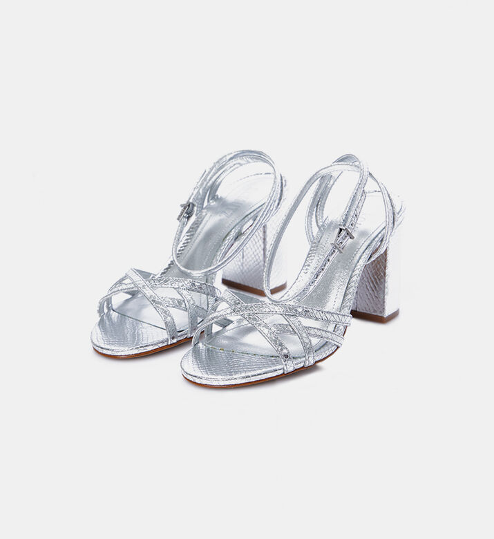 Snake-effect High-heeled Sandals