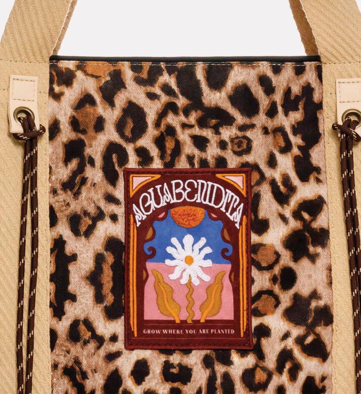 Agua Bendita Vintage Patch Leopard-print Tote Bag, Packshot View
