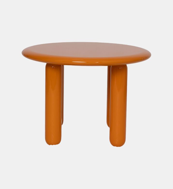 Home Deco and More Glossy Wooden Low Round Table, Orange, 60x42-cm, Packshot View