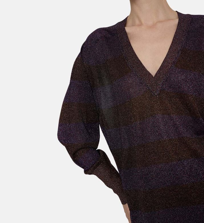 Striped Shimmery V-neck Sweater Striped Shimmery V-neck Sweater