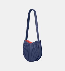 Camille Fournet Balancier Calf Leather Pleated Handbag, Indigo, Packshot View