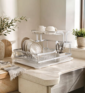 Home Deco and More Aluminum Two-levels Dish Drainer - 57.6 X 38 X 27 Cm, Packshot View