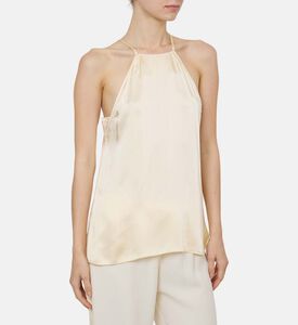 بلوزة ساتان مخططة بأشرطة رفيعة