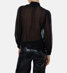 Alice and Olivia Tie Closure Long-sleeve Blouse, Model View