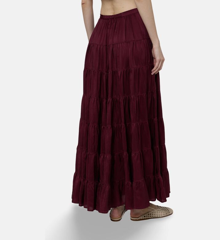 Forte-Forte Habotai Silk Flounced Skirt, Model View