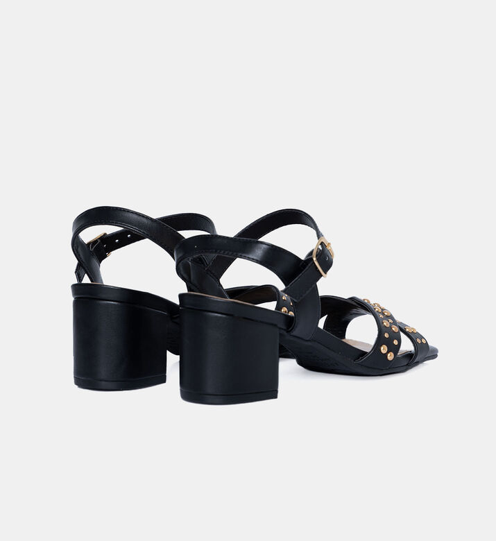 صندل بريتا جلد بكعب مرصع