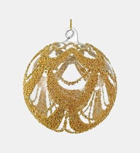Shishi Glass Clear Gold Beaded Garland Ball, Clear, 12-cm, Packshot View