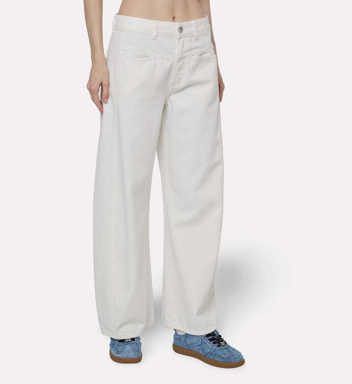 Closed Wide-leg White Jeans, Ecru, 28, Model View
