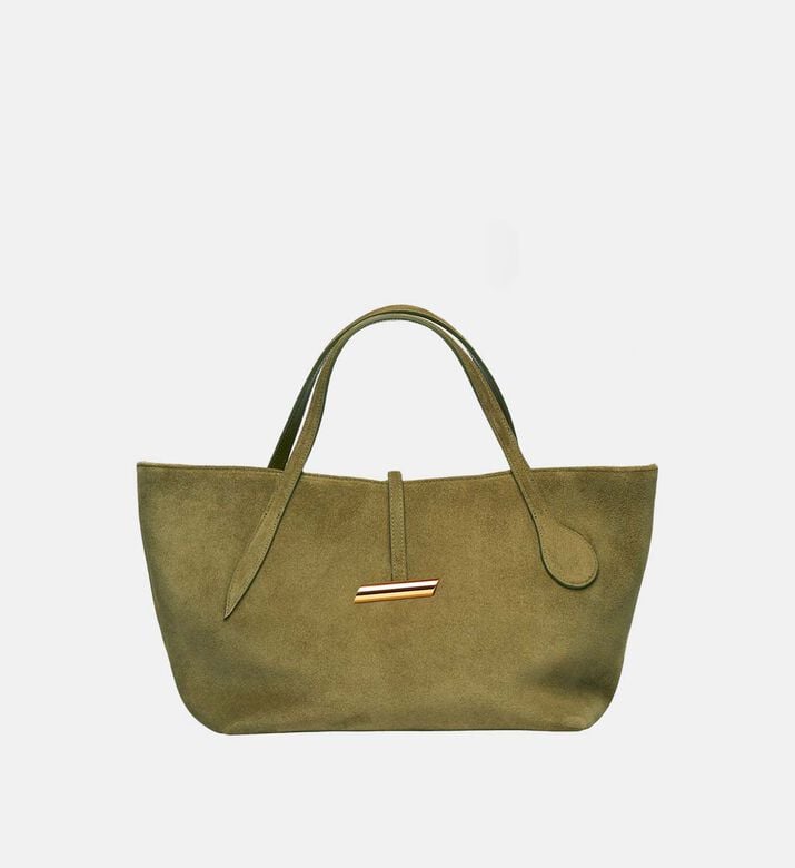 Suede Top Handle Tote Bag