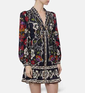 Farm Rio Rococo Floral-print Mini Dress, Model View