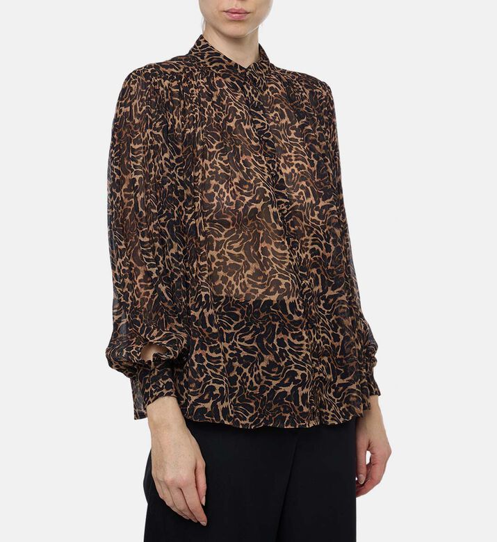 The Kooples Leopard-print Sheer Shirt, Model View