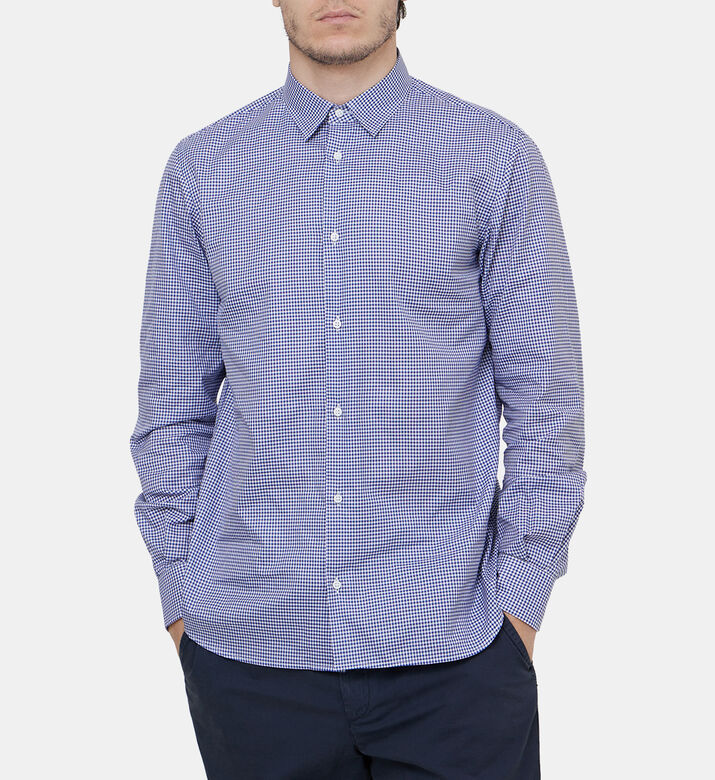 قميص قطن بنقشة مربعات صغيرة