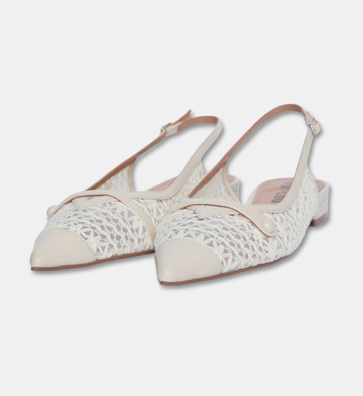 Bibilou Mesh Slingback Flats, Off-white, Eu-41, Packshot View