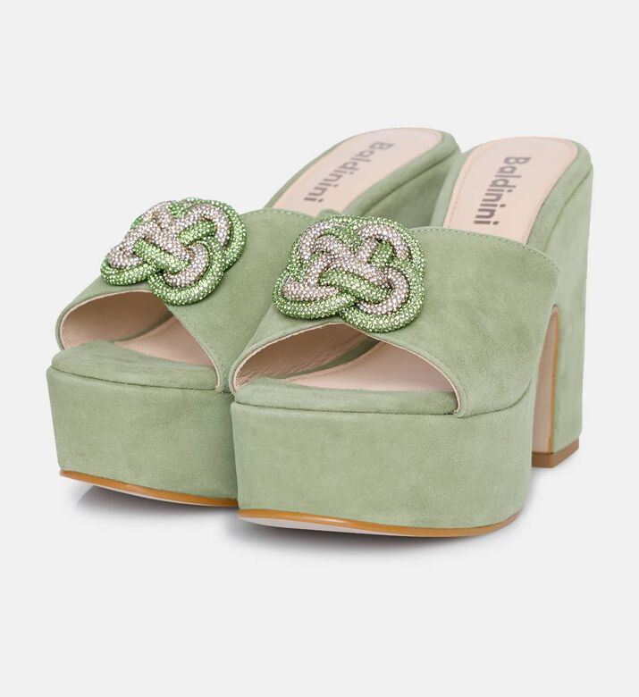 Suede Chunky Heel Mules