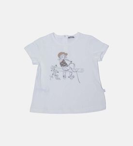 تي شيرت بطباعة نمط رسم للأطفال