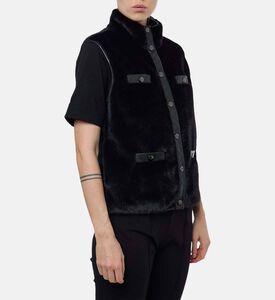 Weill Faux Fur Sleeveless Round Neck Vest, Model View