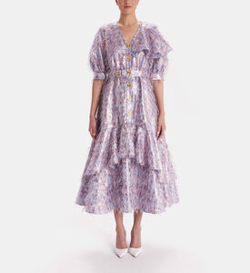 فستان مطرز بالريش