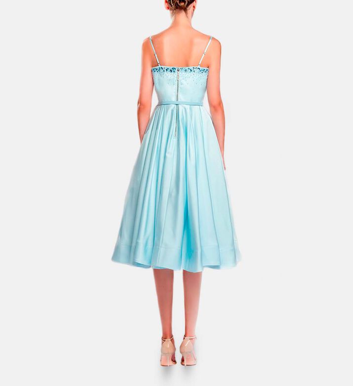 Michael Cinco Hand Beaded-embroidery Corset Midi Dress, Blue, Xl, Model View