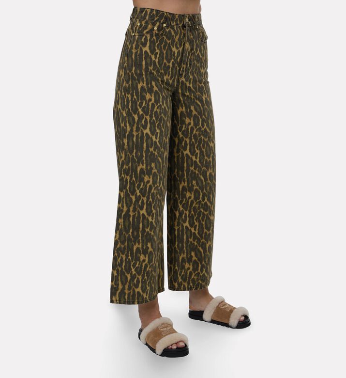 Ganni Leopard-print Wide-leg Jeans, Model View