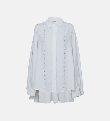 Stone-detailed Cape-like Blouse