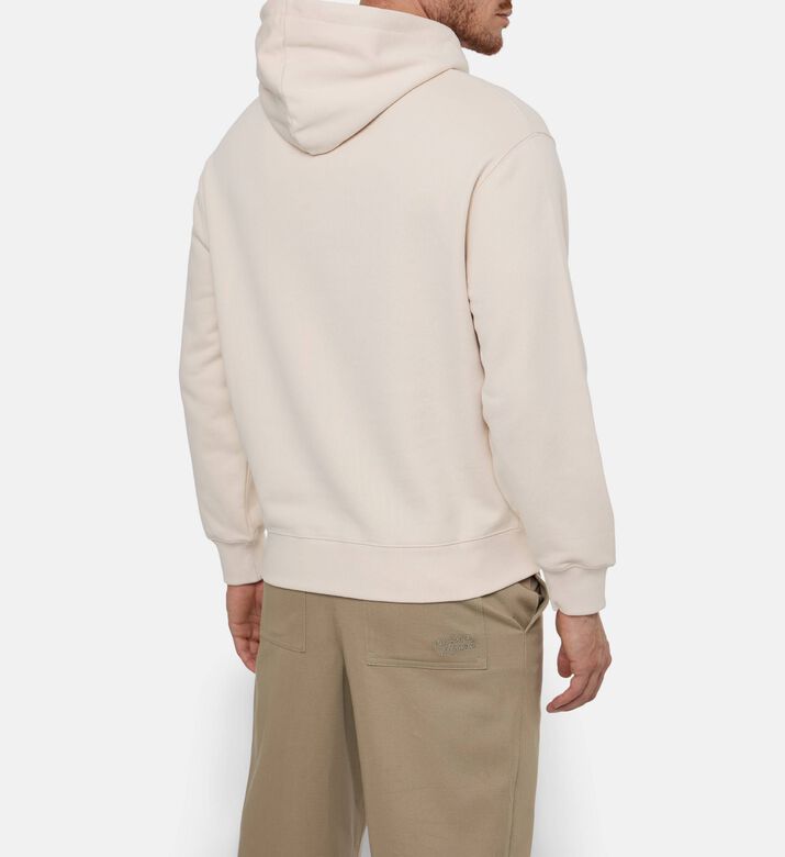 Maison Kitsune Contrasting Embroidered Patch Drawstring Hoodie, Model View