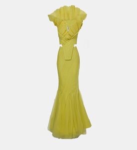 Zeena Zaki Ruffled V-neck Evening Gown, Packshot View