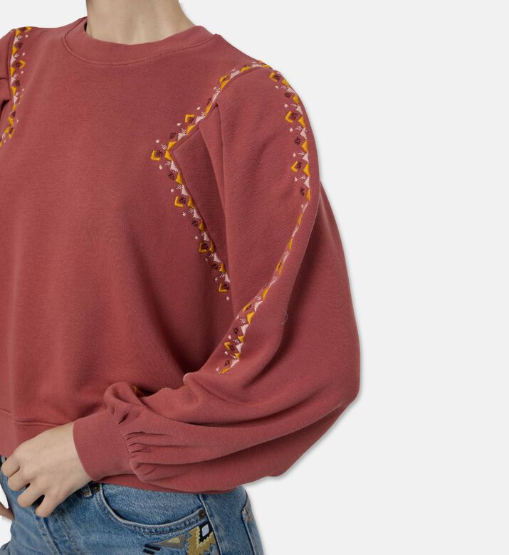 Ba and Sh Embellished Long-sleeve Sweatshirt, Pink, S, Model View